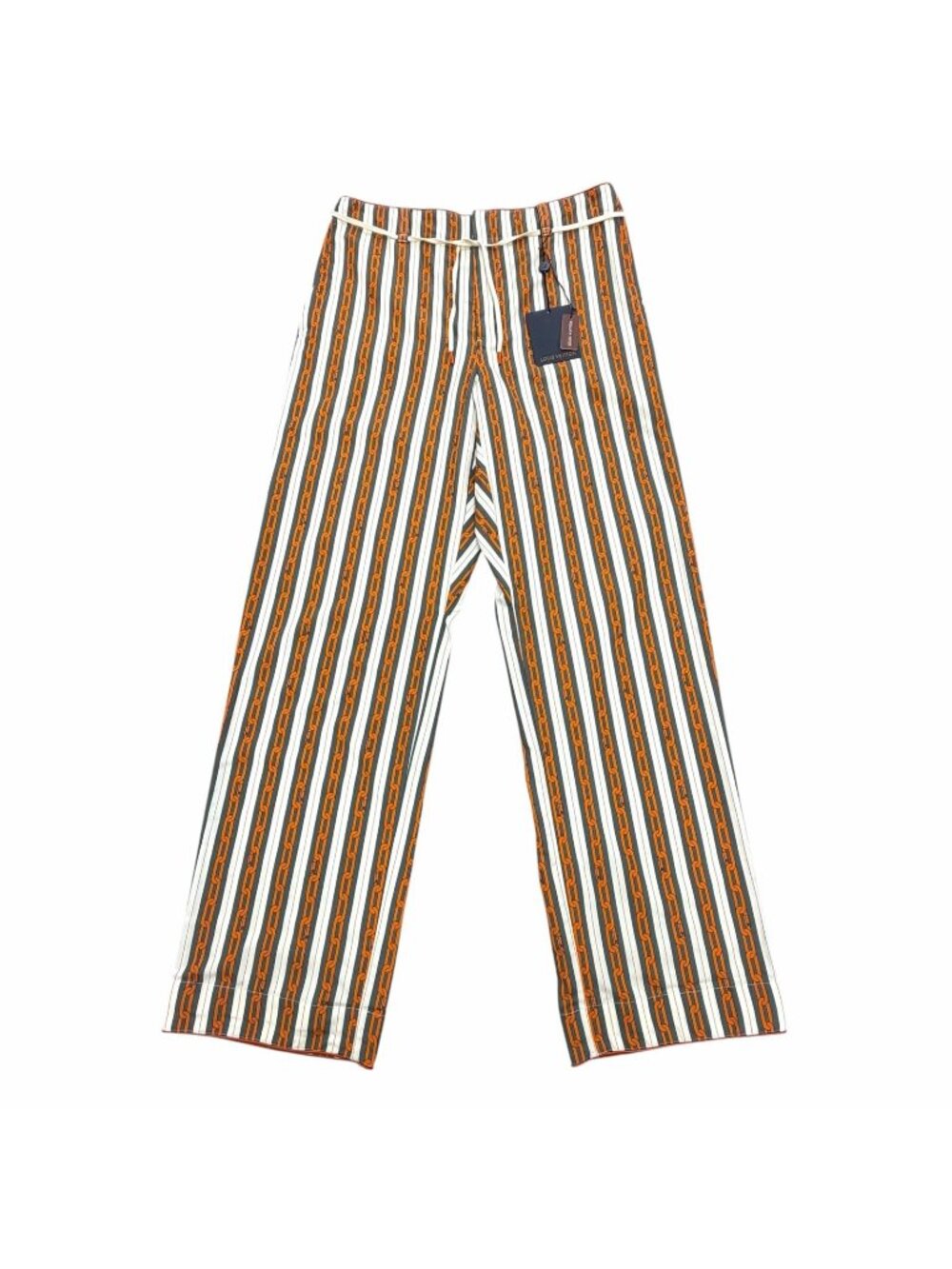 Louis Vuitton Cotton Silk Chain Striped Pattern with String Pants Multi IT 42